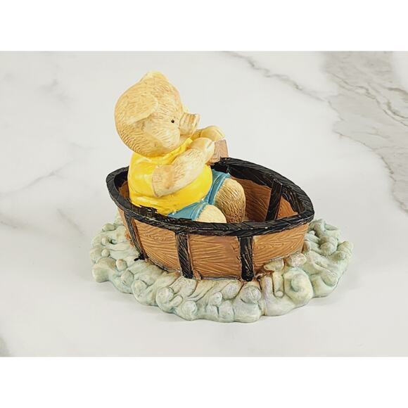 Piglet Pig Piggy Rowing On A Boat Figurine 4 1/4" Year 80s Home Decor Vintage - Picture 7 of 12